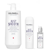 Goldwell Dualsenses Just Smooth Taming Shampoo 1000ml, Conditioner 200ml and Oil 100ml