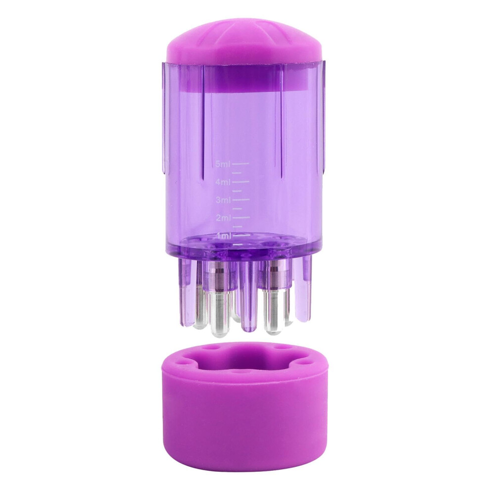 Unisex Purple Scalp Massager Hair Oil Applicator Brush With Visible Dosage Scale For Precise Scalp Care