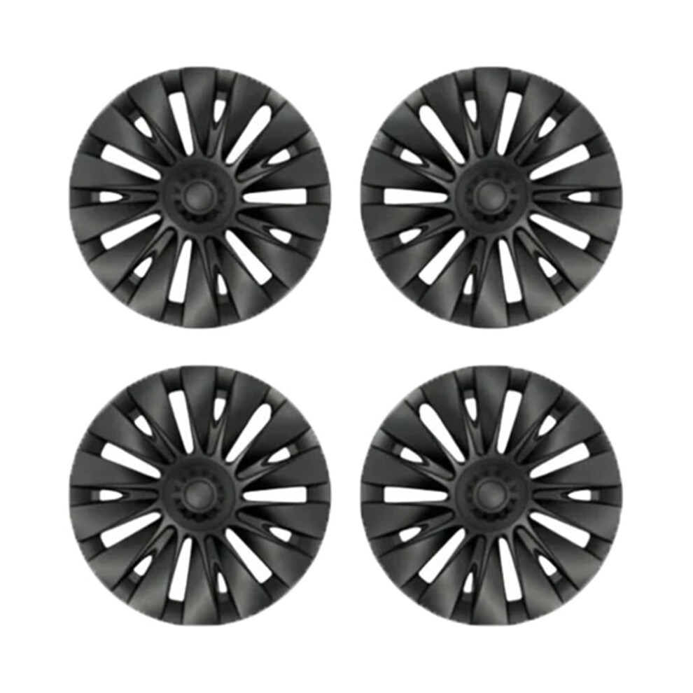 19 Inch Matte Hubcaps Set Secure Snapin Fit Wheel Covers For Tesla Model Y 20202024 Black 9174973691464