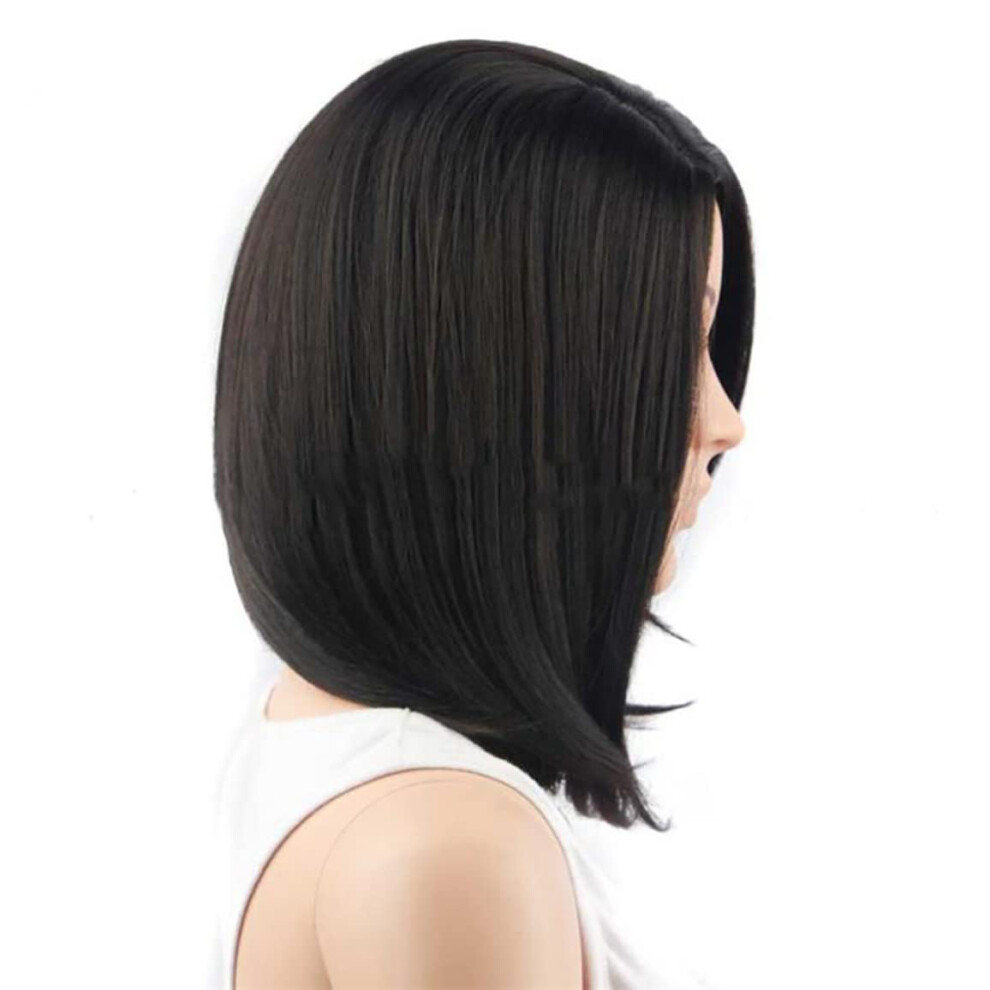 Short Bob Wig Synthetic Black Heat Resistant Fiber with Natural Look for Daily Wear Styling