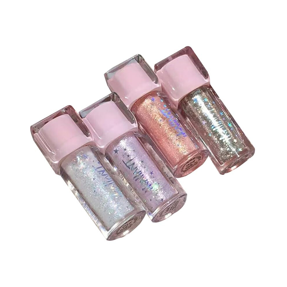 4Pcs Waterproof Glitter Eyeshadow and Liquid Glitter Eyeliner Set, Long Lasting  Pigment