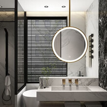 Round LED Bathroom Mirror with Touch Sensor, HD TrueReflection, Elegant WallMounted Design