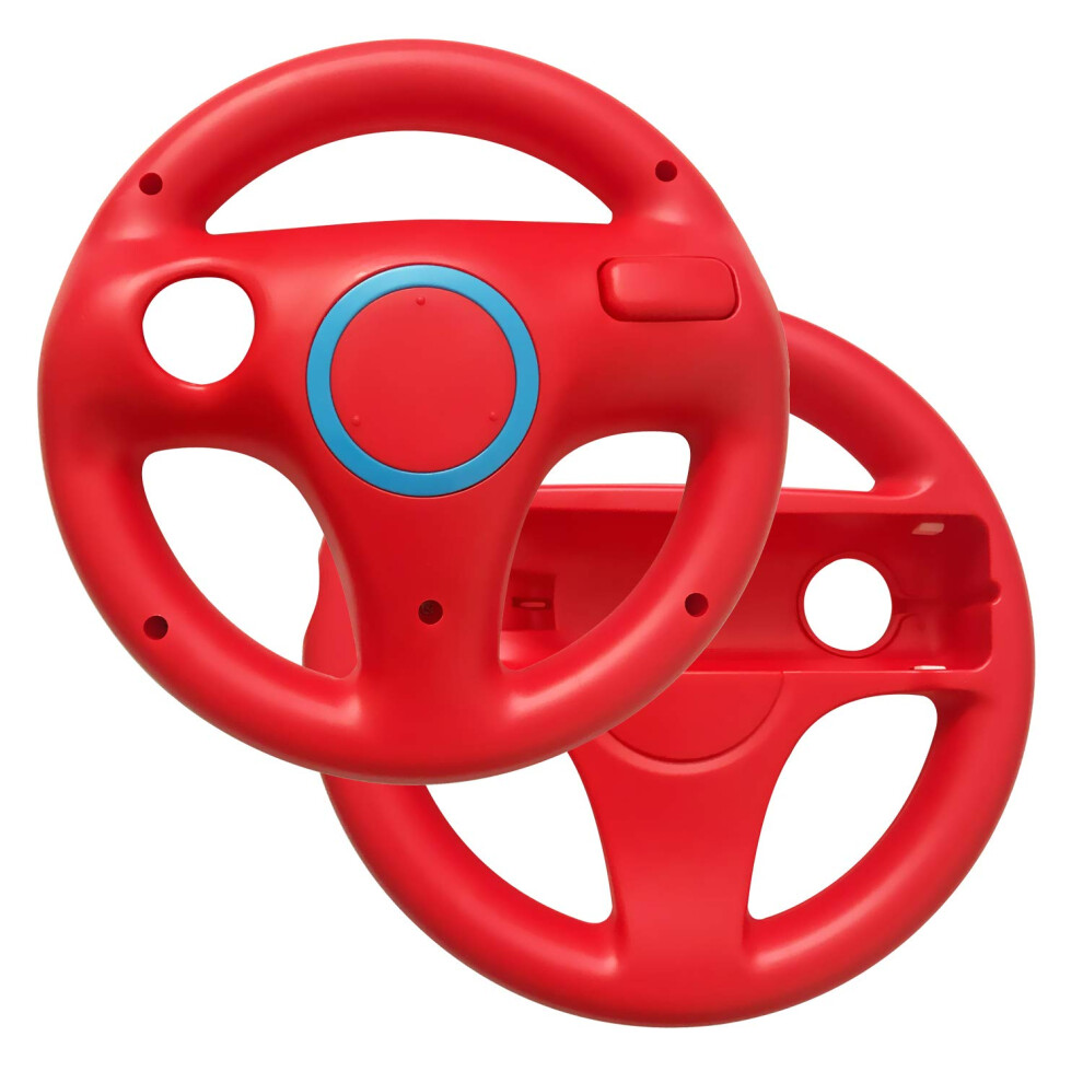2 Pack Wii Steering Wheel For Wii And Wii U With Ergonomic Grip For Mario Kart Racing Red 9455672110365