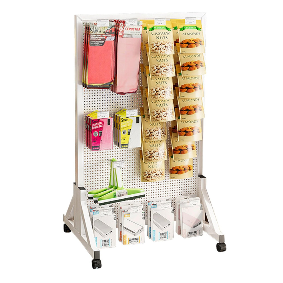 Pegboard Storage Organizer With 360 Lockable Casters, Doublesided Steel Display Stand For Tools, Kitchen, Garage 9169991720104