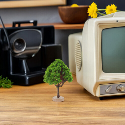 3Pcs Miniature Model Trees Plastic Green for Craft and Train Scenery 2