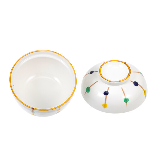 2Pcs White Ceramic Stew Bowl with Lid Durable Kitchen Storage Pot 2