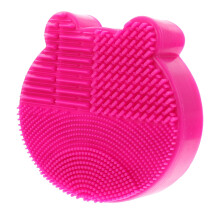 3Pcs Rosy Makeup Brush Holder and Cleaning Pad Silicone Mat