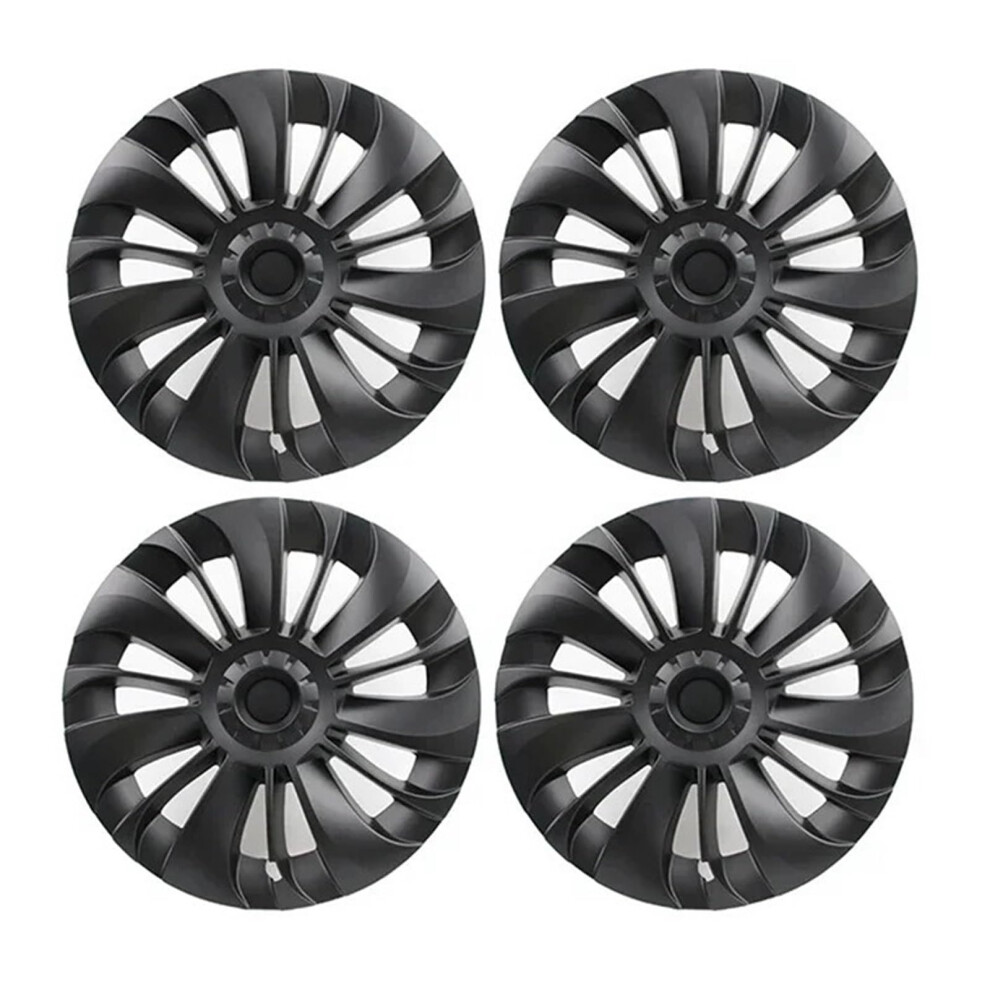 19 Inch Matte Hub Caps For Tesla Model Y 20202022, Durable Wheel Covers With Exact Fit Design Black 9174973692492