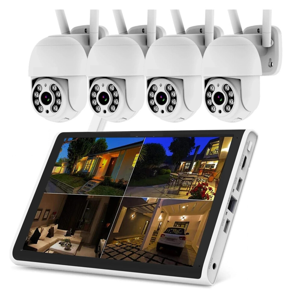3Mp Wifi Ptz Security Camera System With 10.1' Monitor, 8Ch Nvr, Twoway Audio 9113335840294