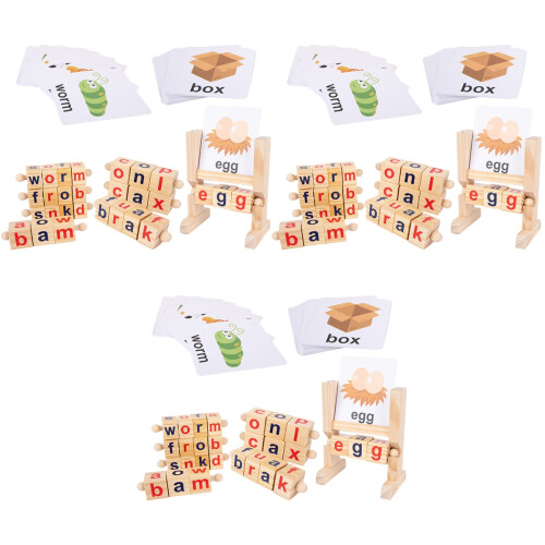 3 Sets Roterende Letterblokken Flashcards Leer Speelgoed 2