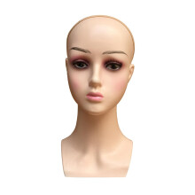 Mannequin Head for Wigs with Realistic Features, Female Bald PVC for Display and Cosmetology Training