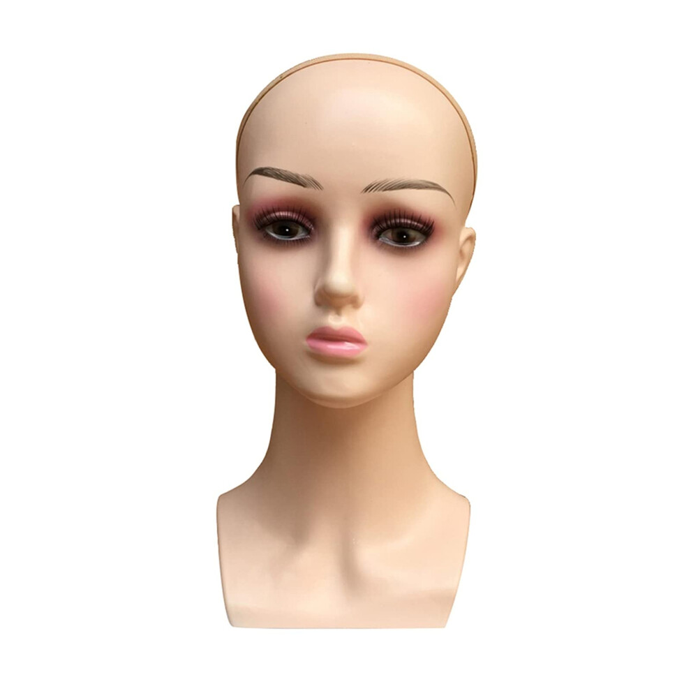 Unisex Mannequin Head For Wigs With Realistic Features, Female Bald Pvc For Display And Cosmetology Training