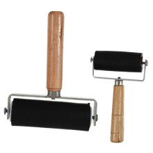 2pcs Rubber Brayer Printmaking Roller Set with Ergonomic Comfort Grip for Even Ink Coverage and Crafting