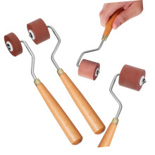 3pcs Rubber Brayer Set for Ink and Paint, Durable Steel Core, Wooden Handle Printmaking Roller