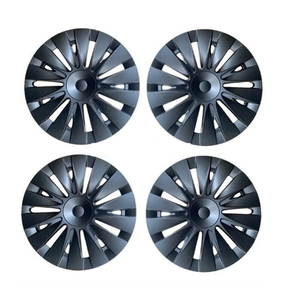 19 Inch Wheel Covers Set Matte Hubcaps Full Coverage Easy Snap Installation For Tesla Model Y Black 9044945564624