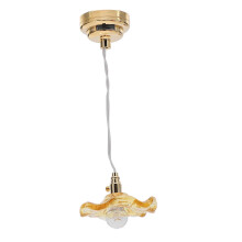 Lampada da soffitto in miniatura per casa delle bambole, 8 cm, vetro e metallo, decorazione scena gialla