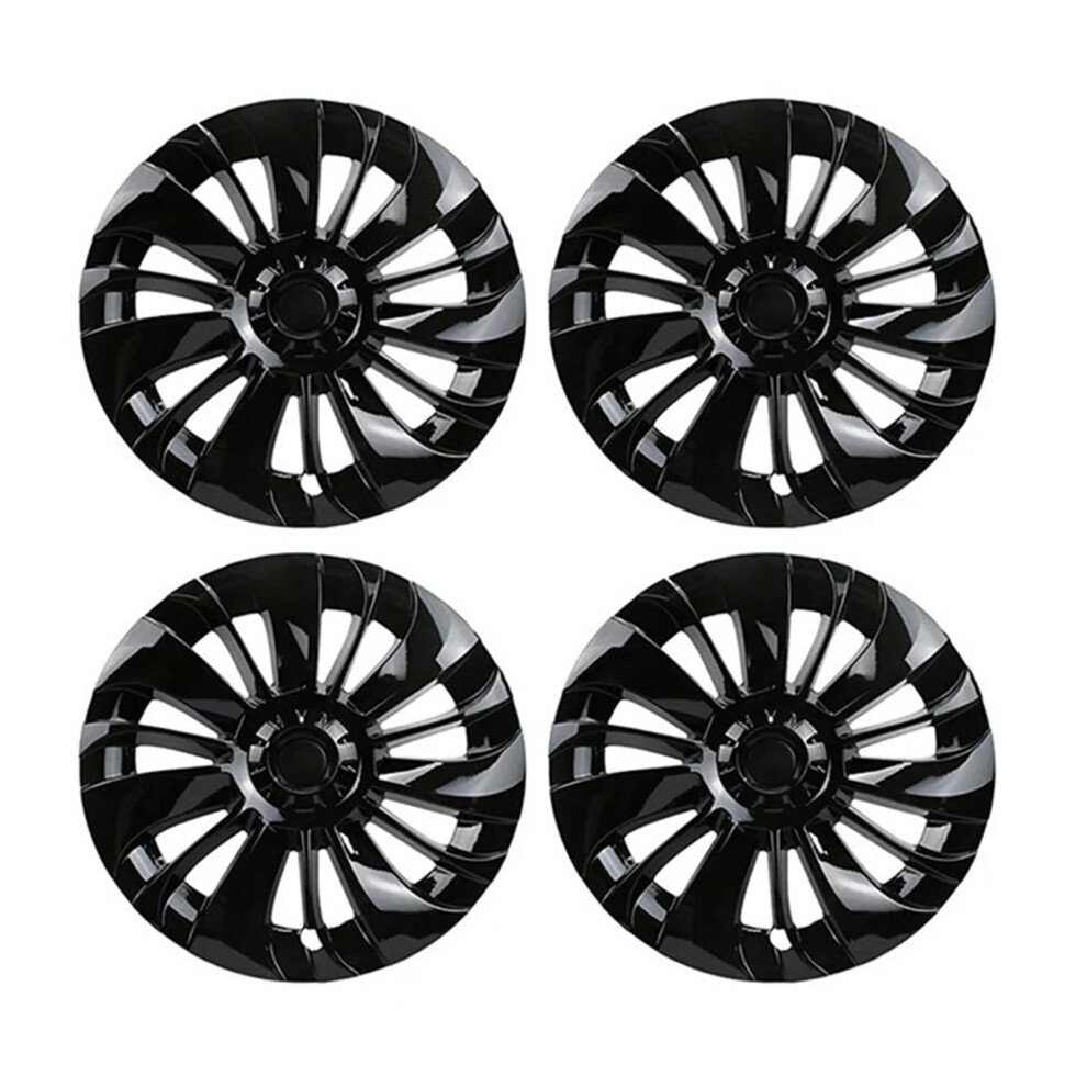 19 Inch Gloss Hub Caps For Tesla Model Y 20202022 Wheel Covers With Curb Protection Black 9174973693802