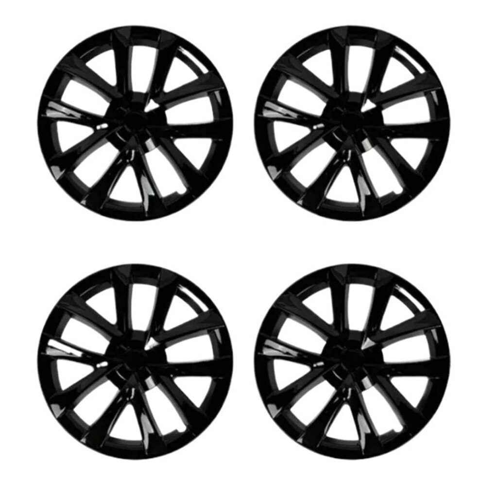 18 Inch Bright Wheel Covers Hubcap Set For Tesla Model 3 20202023 Abs Scratch Resistant Black 9174973694212