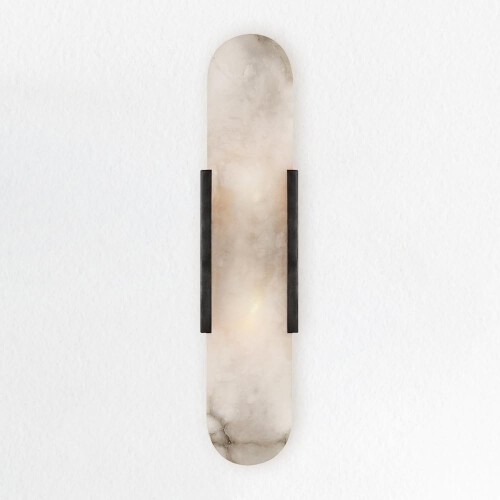 Modern Alabaster Bathroom Wall Sconce with Soft Diffused Lighting, Black Long Wall Light Fixture