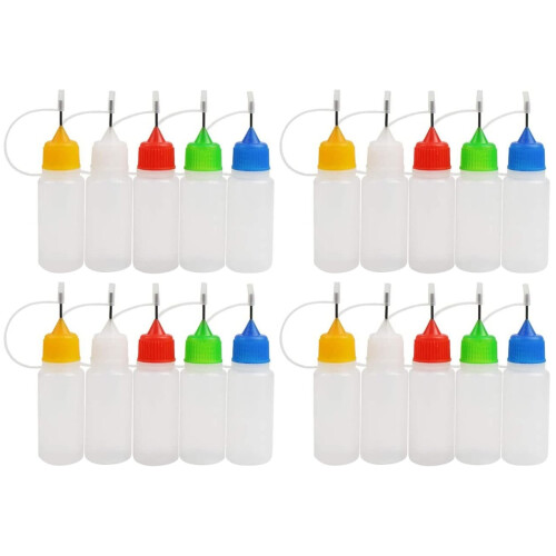 20Pièces Flacons Squeeze Multicolores Pour Colle Huile Précise 1