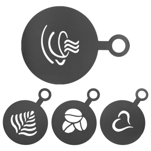 8Pcs Black Metal Coffee Latte Stencils for Kitchen Use 1