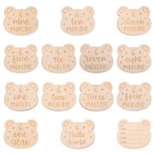56Pcs Wooden Baby Monthly Signs Light Yellow Baby Growth Photo Cards