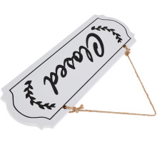 2Pcs Elegant White Open Close Signs Wooden Hanging for Shops and Cafes