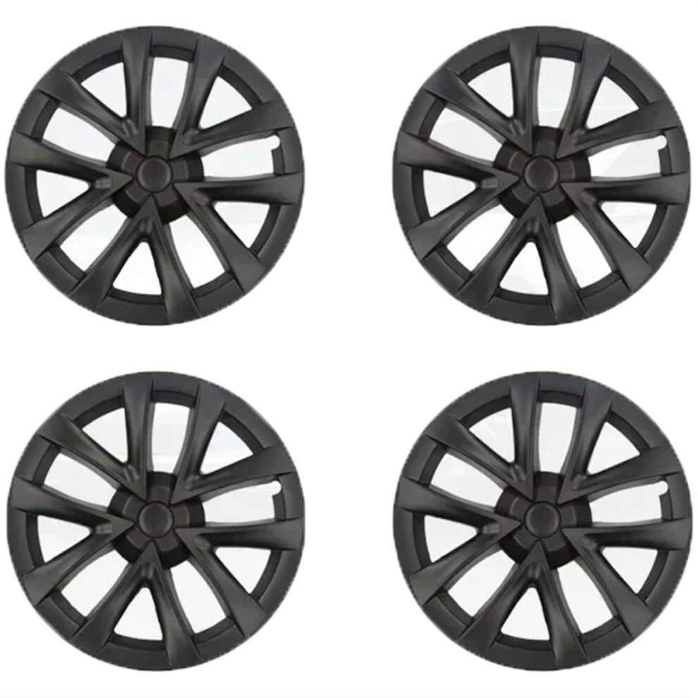 Matte Hubcaps 18/19 Inch Wheel Covers Scratchresistant Quick Install Set For Tesla Model 3 Y Black 9174973694359