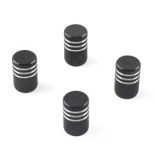 4PCS Aluminum Tire Valve Stem Caps with Knurled Grip, Dustproof Covers for Schrader Valves, Black
