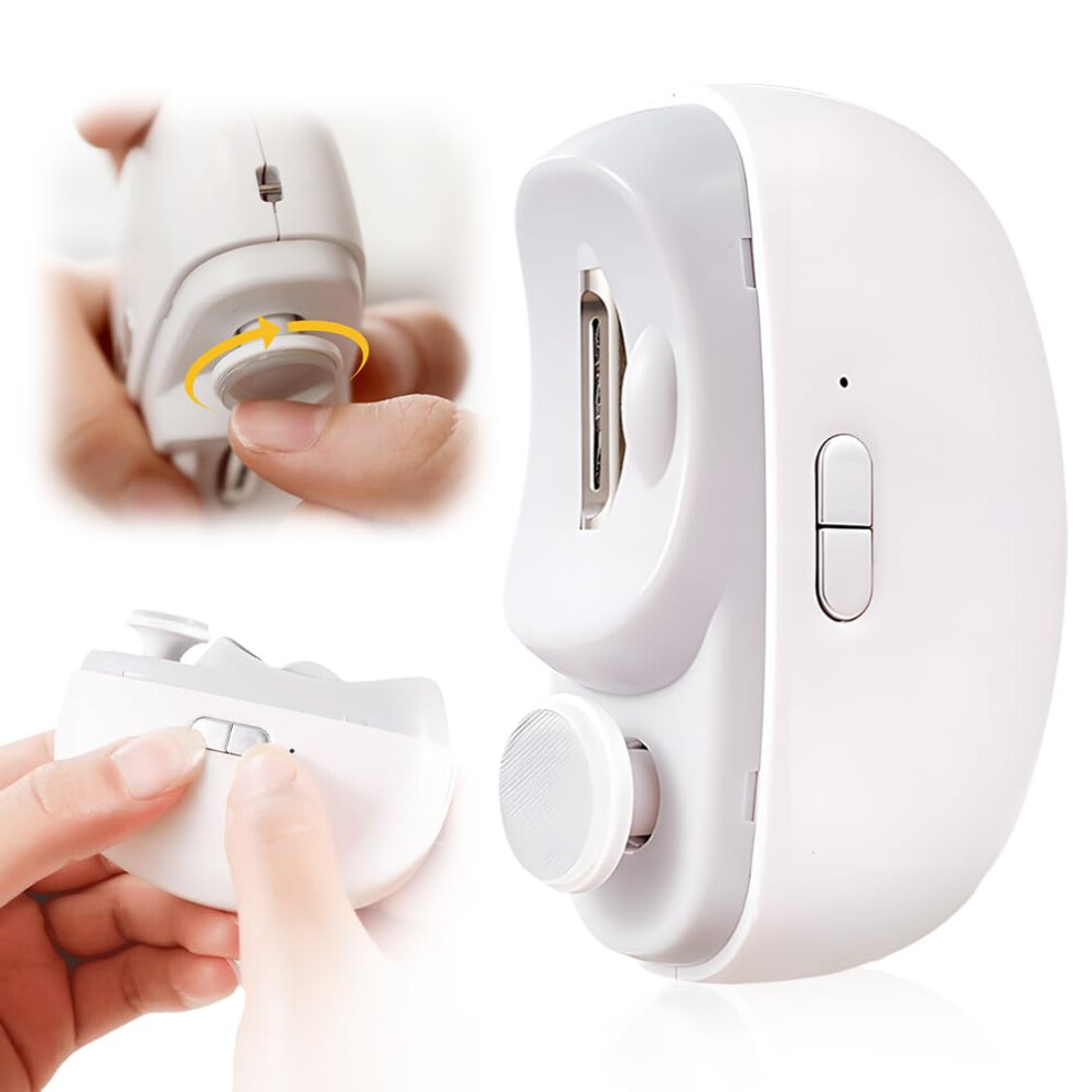 Electric Nail Clipper for Seniors with Safety Lock, Quiet Rechargeable Trimmer for Thick Toenails White