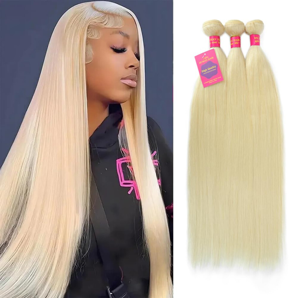 Unisex 613 Blonde Human Hair Bundles 22 Inch Brazilian Virgin Hair Weave 14A Grade Cuticle Aligned