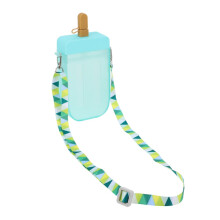Cute Popsicle Water Bottle for Kids Leakproof Ice Cream Shaped Sippy Cup with Straw and Shoulder Strap