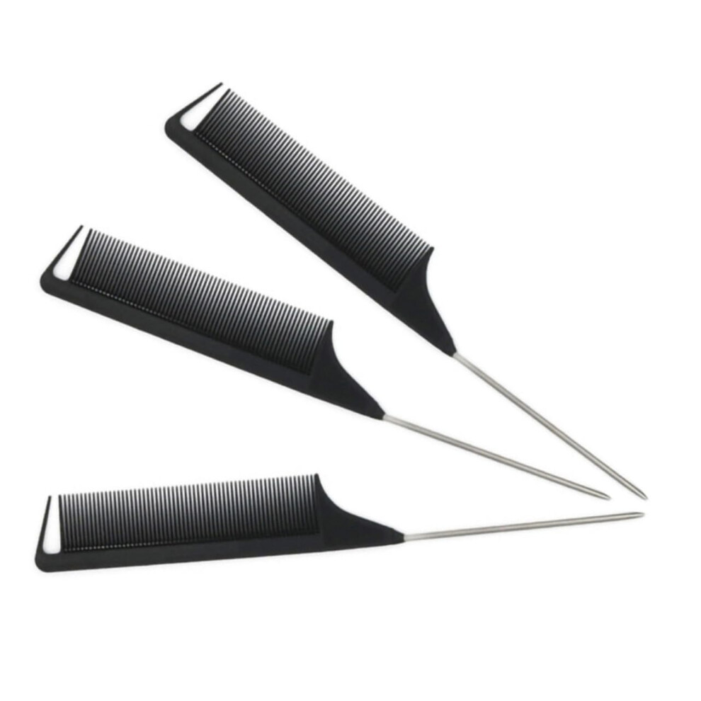 Unisex Hair Styling Comb Set With Rat Tail Combs And Clips For Precision Parting And Professional Use