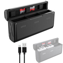 Triple Battery Charger with Fast Charging LED Display and TF Card Storage for GoPro Hero 12 11 10 9