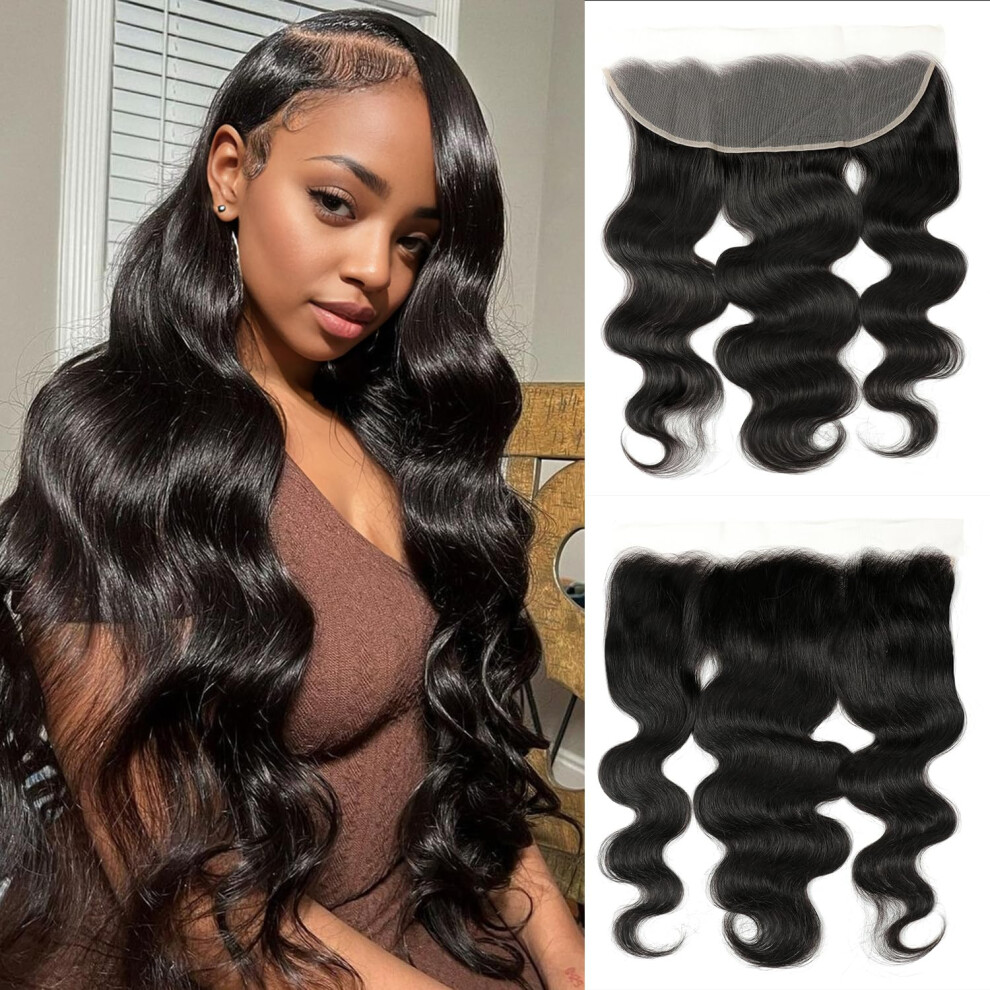 Unisex 13X4 Hd Lace Frontal Body Wave Brazilian Virgin Human Hair 20 Inch Invisible Hairline Design