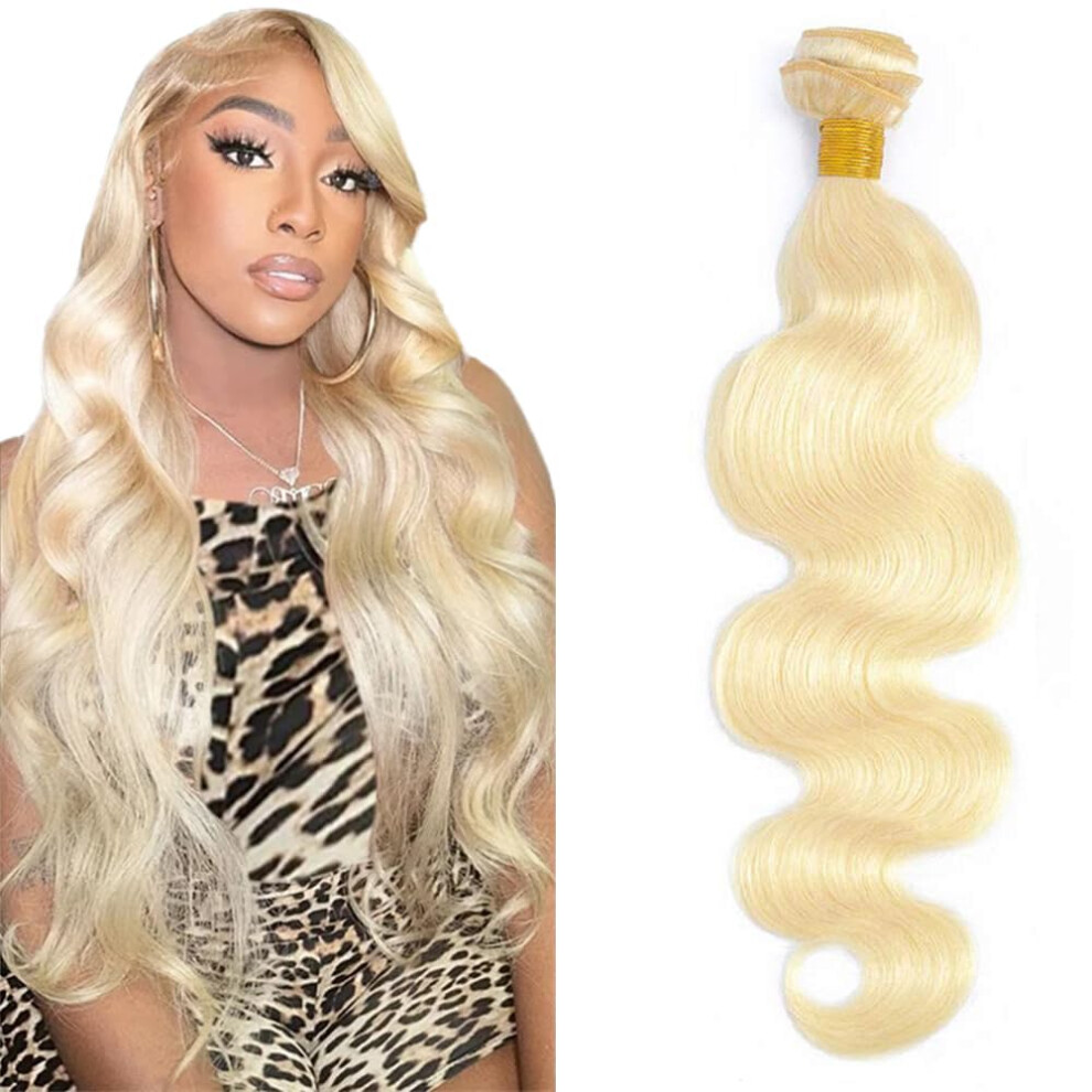 Unisex 22 Inch 613 Blonde Human Hair Bundle, Body Wave Brazilian Virgin Remy Hair Extensions 8A Quality