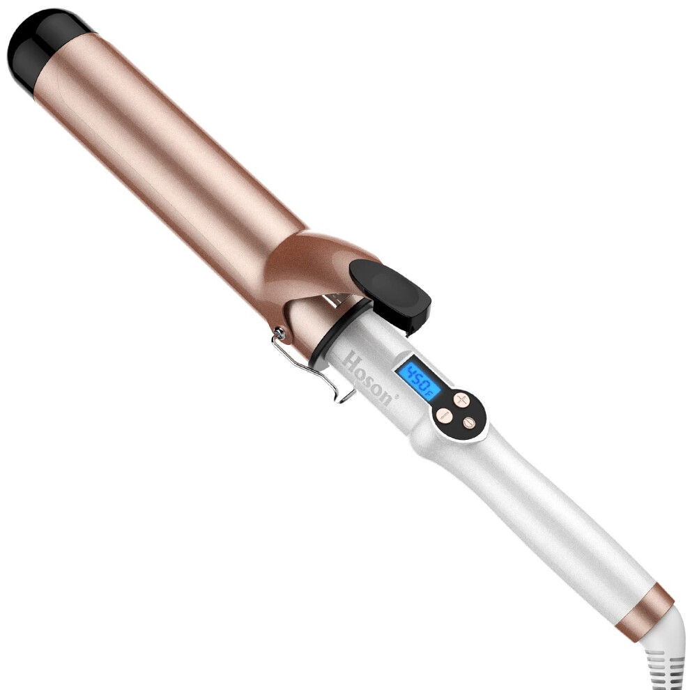 1.75 Inch Large Barrel Curling Iron for Long Hair, Tourmaline Ceramic Wand with LCD Display, Dual Voltage Auto Shut Off