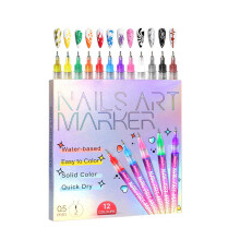 12 Colors Nail Art Pens Set with Precision Fine Tip for Gel Nails, QuickDry DIY Painting (Pink)