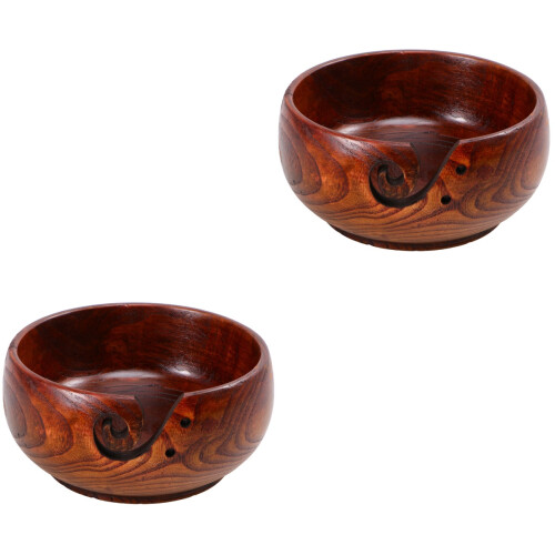 2Pcs Brown Crochet Yarn Bowls Durable Yarn Storage for Knitting Tools 2