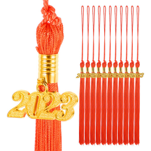 24Pcs Graduation Tassels Orange 2023 Polyester Hat Accessories Durable 1