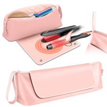 Heat Resistant Hair Tool Travel Bag with Mat for Flat Irons and Curling Irons, Compact Organizer