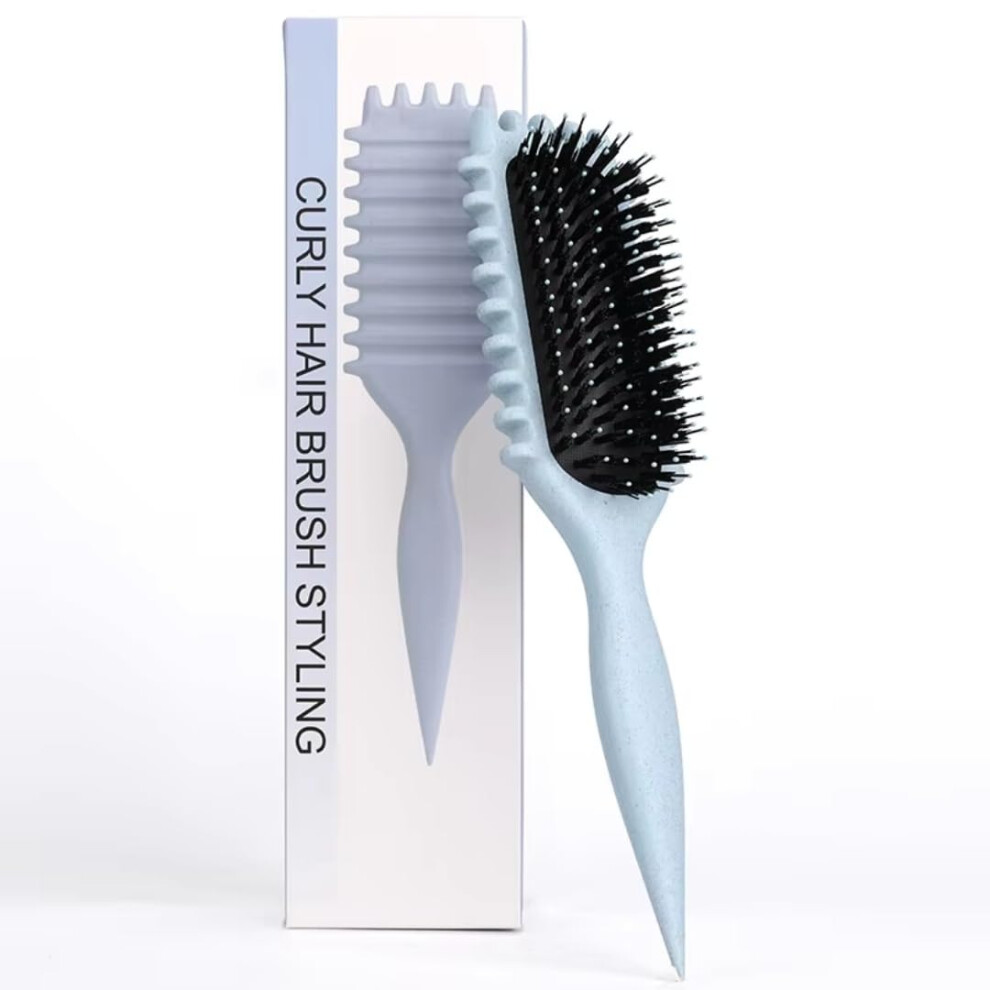 Light/Blue Professional Curly Hair Brush With Gentle Detangling And Ergonomic Grip, Ecofriendly