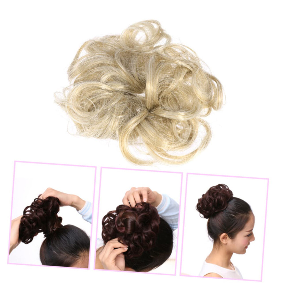 Unisex Hair Bun Extension For Women, Synthetic Wavy Messy Bun Hairpiece With Secure Elastic Fit