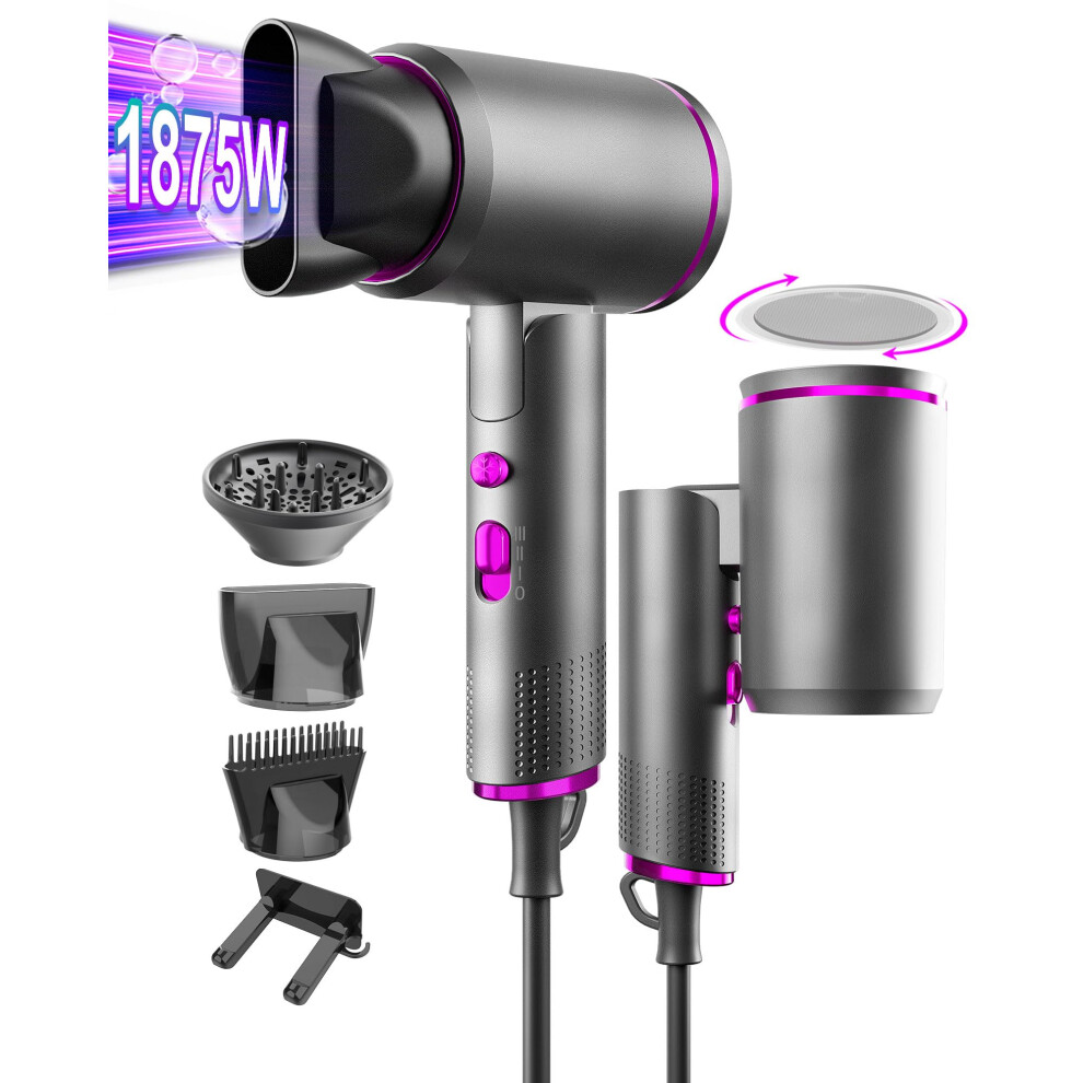 Professional Ionic Hair Dryer with Diffuser, Fast Drying Foldable Blow Dryer for Curly Hair Travel
