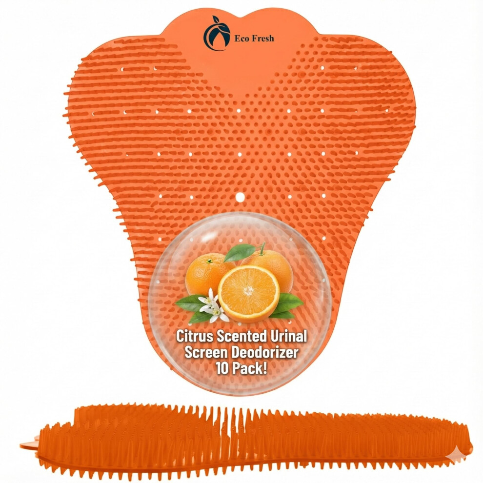 Citrus Scented Urinal Deodorizer Screens 10 Pack, Antisplash Bristle Design, 30Day Odor Control 9169991726014