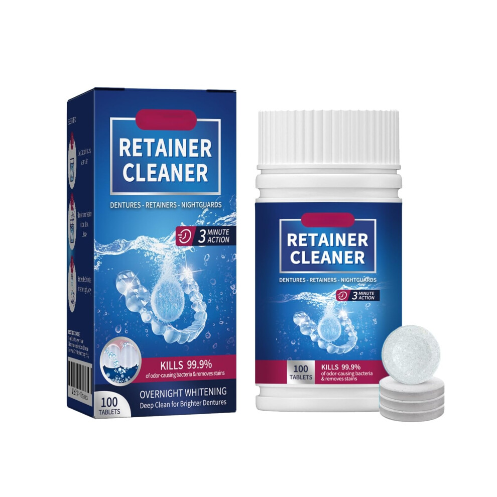 Retainer Cleaner Tablets 100 Count with Fast 3Minute Whitening Formula for Dentures and Mouthguards