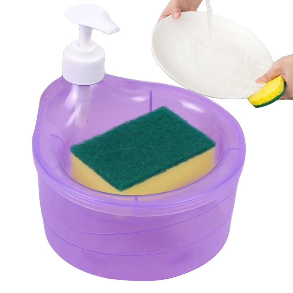 Soap Dispenser With Sponge Holder, 2In1 Kitchen Sink Organizer, Purple Durable Pet Large Capacity 9113335843752