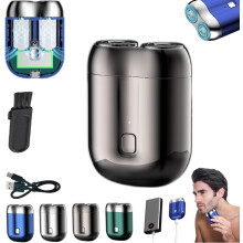 Mini Electric Shaver for Men, Dual Head Waterproof USBC Rechargeable Razor, Pocket Travel Size