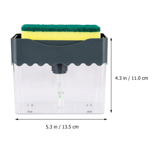 Dish Soap Dispenser with Sponge Holder, OneHand Pump, Drip, Compact Countertop Design 1