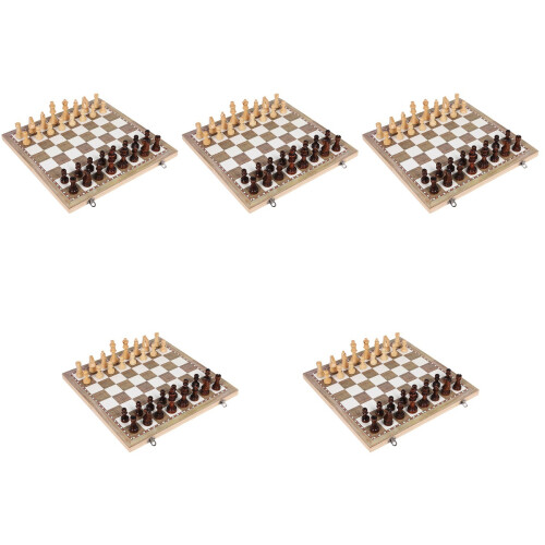 5Ensembles Jeu D'échecs Et Dames Pliable En Bois Educatif 2